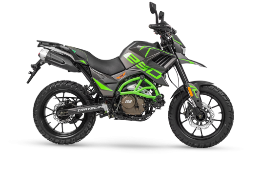 Moto Todoterreno TRAVEL 250 4V Color gris con verde