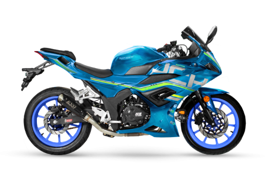 Moto Pistera RAPTOR R1 celeste con verde